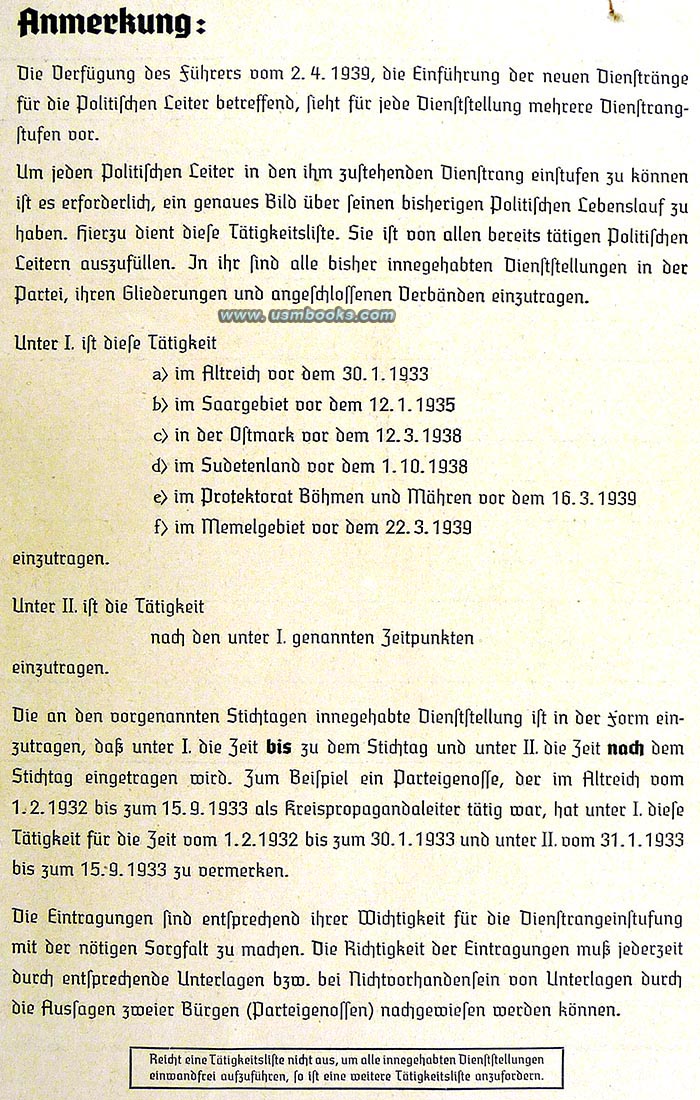 Hitler's orders after the Machtergreifung, Sudetenland 1 October 1938